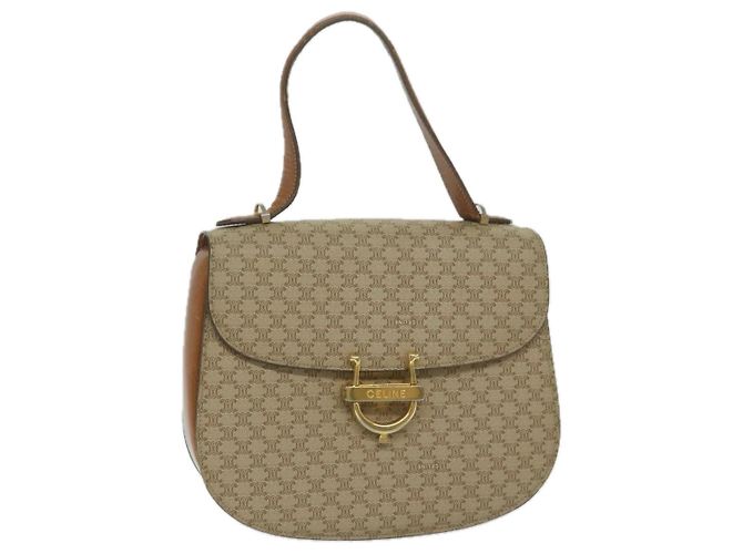 Céline CELINE Macadam Canvas Handtasche Beige Auth bs11411