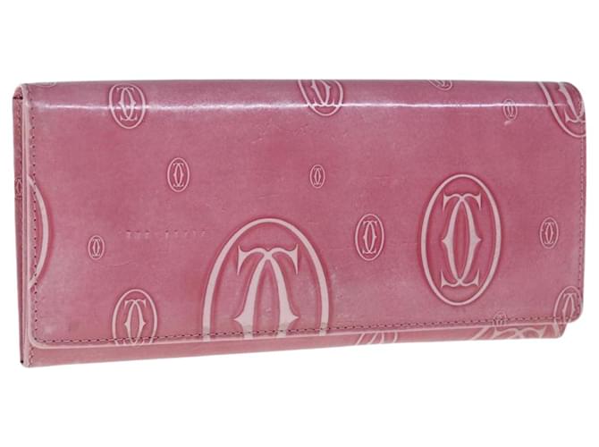 CARTIER Happy Birthday Wallet Patent leather Pink Auth am5559  ref.1254960