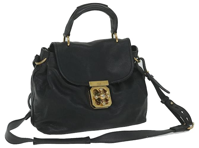 Chloé Chloe Elsie Shoulder Bag Leather Black 02 12 50 65 Auth hk1010  ref.1254975