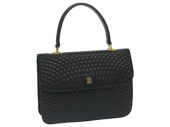 BALLY Quilted Hand Bag Leather Black Auth yk10131  ref.1255007