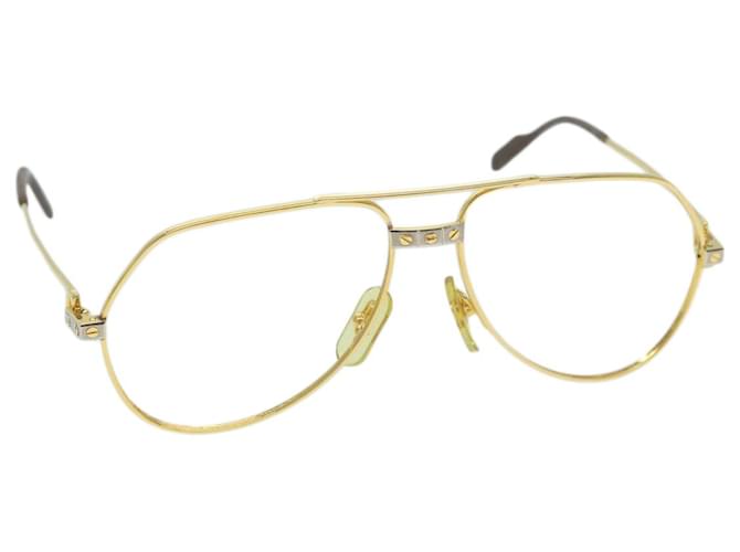CARTIER Santos Sonnenbrille mit zwei Stegen und Tropfenform in Gold, Authentizität5627 Golden Metall  ref.1255011