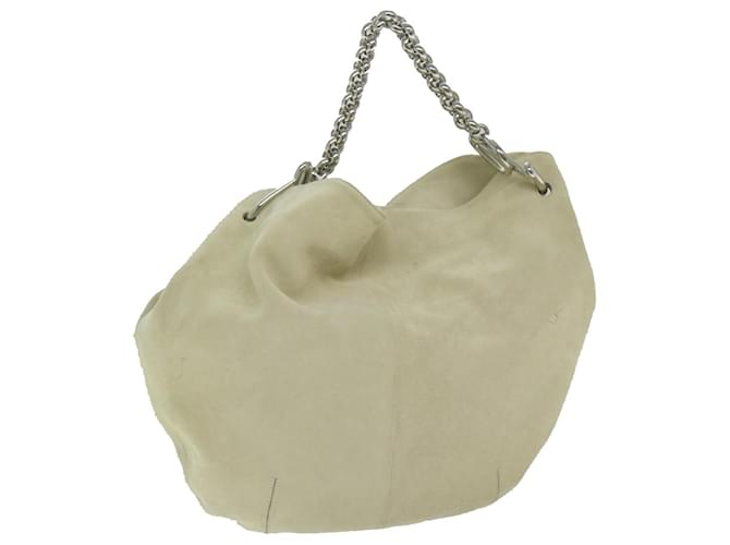 LOEWE Chain Shoulder Bag Suede Beige Auth bs11317  ref.1255013