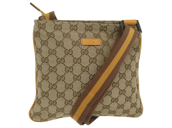 GUCCI GG Canvas Sherry Line Shoulder Bag Beige Yellow Brown 146809 auth 62827  ref.1255082