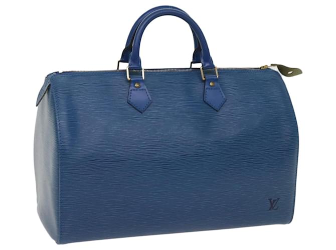 Louis Vuitton Epi Speedy 35 Sac à main Toledo Bleu M42995 Auth LV 63129 Cuir  ref.1255087