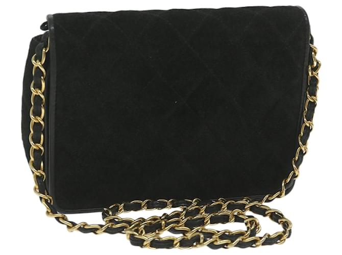 CHANEL Matelasse Chain Shoulder Bag Suede Black CC Auth bs10698  ref.1255103