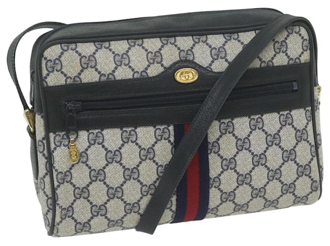 GUCCI GG Supreme Sherry Line Shoulder Bag Red Navy 32 001 4071 Auth ep2607 Navy blue  ref.1255129
