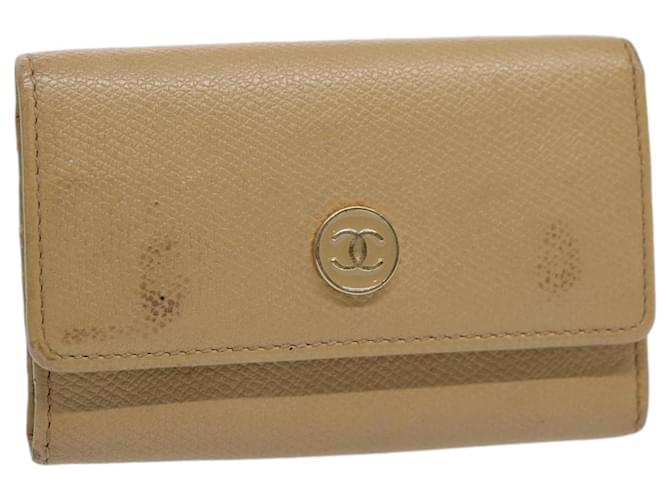 CHANEL Porta-chaves em couro bege CC Auth ti1413  ref.1255171