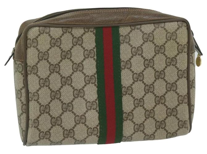 GUCCI GG Supreme Web Sherry Line Clutch Bag Beige Rot 63 01 012 Auth ep2837  ref.1255177