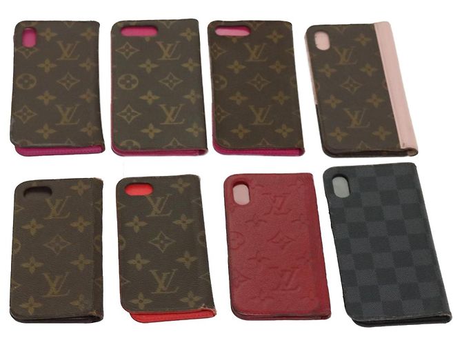 LOUIS VUITTON Monogram Damier Graphite iPhone Case 8Set Red LV Auth 62862 Damier ebene