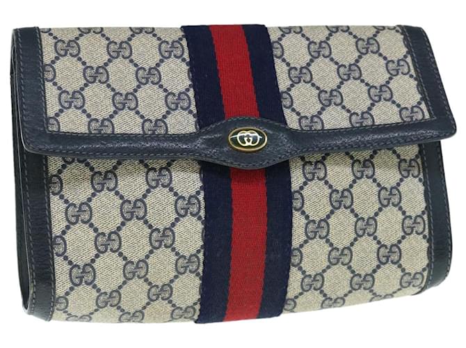 GUCCI GG Supreme Sherry Line Clutch Bag Navy Red 89 01 006 auth 63552 Navy blue  ref.1255250