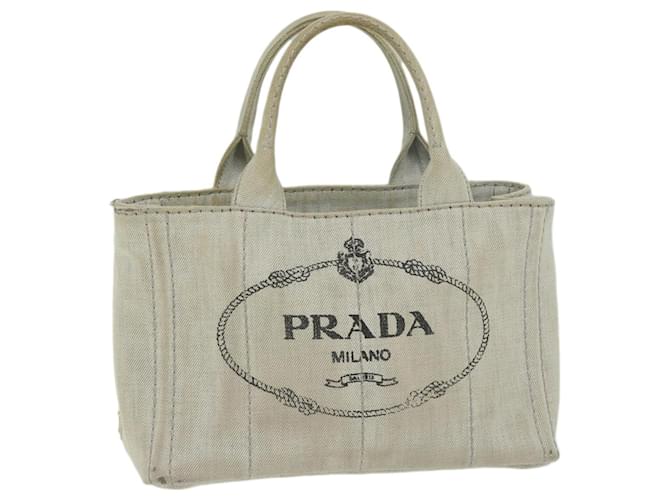 PRADA Canapa PM Hand Bag Canvas White Auth bs10879 Cloth  ref.1255334