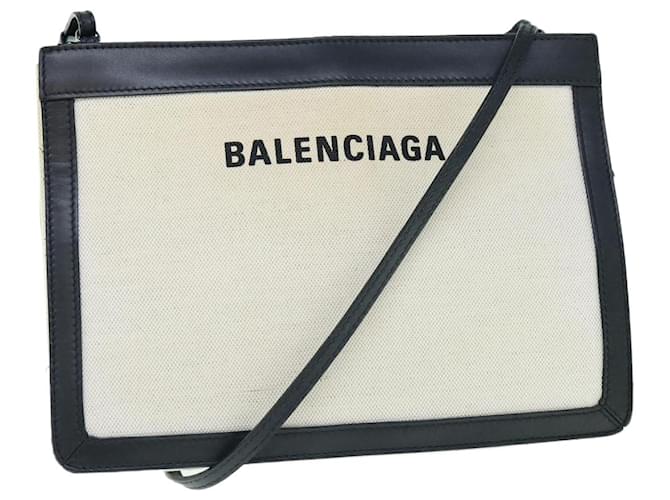BALENCIAGA Bolso De Hombro Lona Blanco 339937 base de autenticación10840 Lienzo  ref.1255339