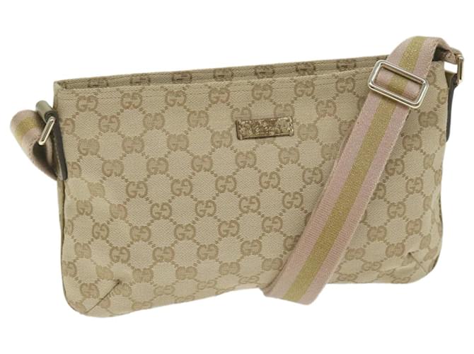 GUCCI GG Canvas Sherry Line Shoulder Bag Beige Gold pink 189749 Auth yk10013 Golden  ref.1255389