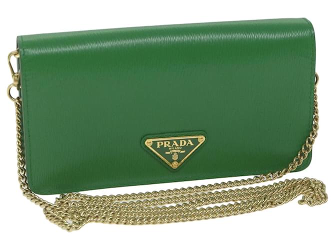 PRADA Chain Shoulder Bag Leather Green 1DH044 Auth yk9947A  ref.1255393