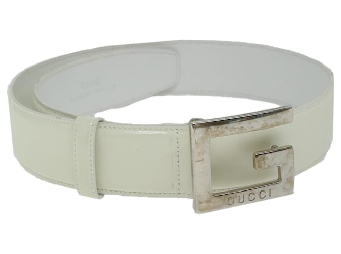 GUCCI Belt Leather 28.3""-30.3"" White Auth ti1437  ref.1255403