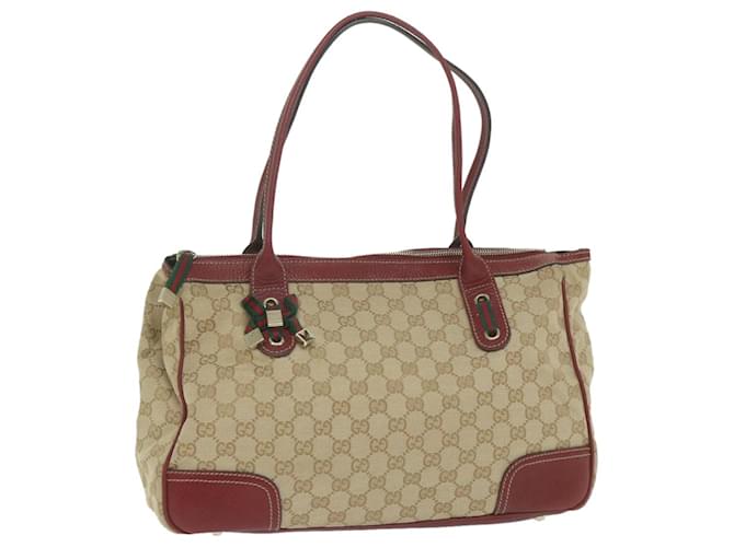 GUCCI Web Sherry Line GG Canvas Shoulder Bag Beige Red Green 177052 Auth bs10956  ref.1255405