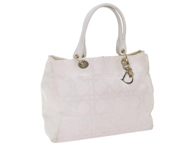 Christian Dior Canage Hand Bag Canvas White Auth bs10953 Cloth  ref.1255419