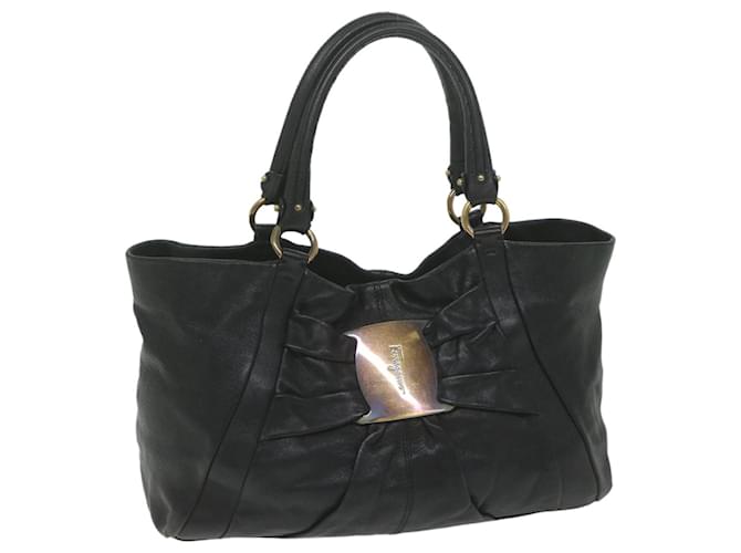 Salvatore Ferragamo Tote Bag Leather Black Auth 62419  ref.1255423
