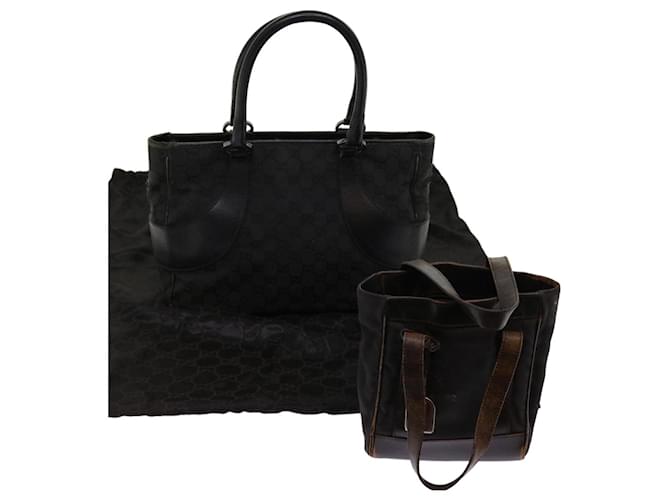 GUCCI Hand Bag GG Canvas 2Set Black Auth bs11151  ref.1255437