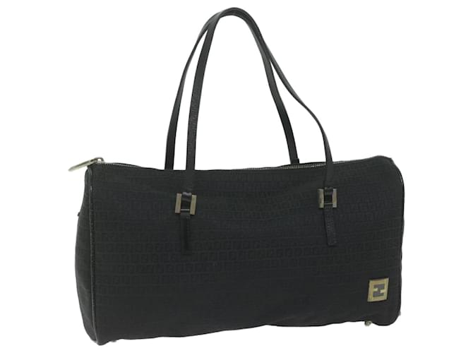 FENDI Zucchino Canvas Hand Bag Black Auth ep2594  ref.1255438