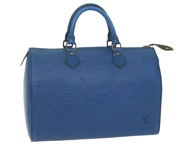 Louis Vuitton Epi Speedy 30 Bolsa de Mão Azul Toledo M43005 Autenticação de LV 62627 Couro  ref.1255451