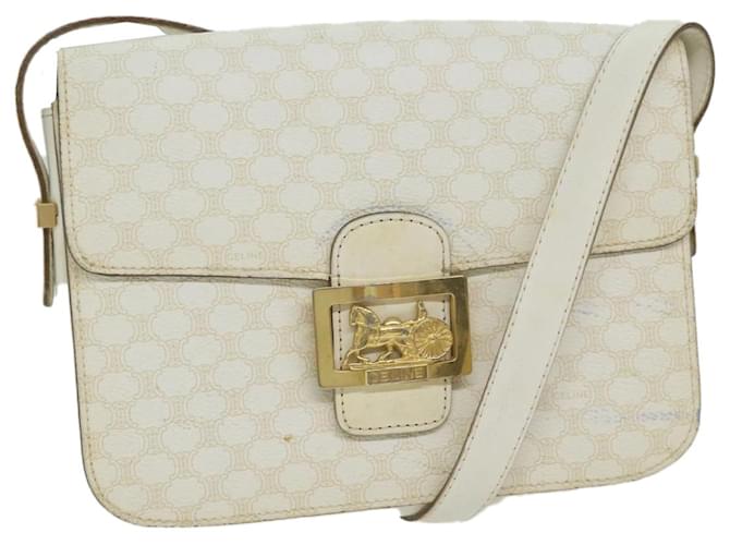 Céline CELINE Macadam Canvas Shoulder Bag PVC Leather White Auth 62462  ref.1255465
