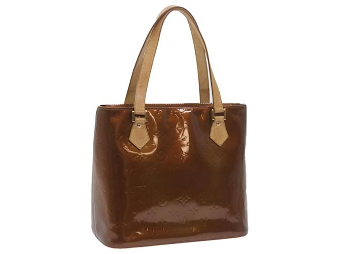 LOUIS VUITTON Monogram Vernis Houston Hand Bag Bronze M91122 LV Auth ki3934 Patent leather  ref.1255509