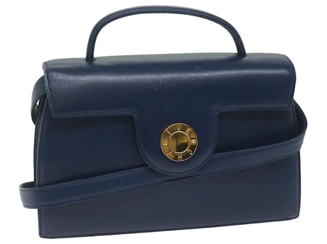 GIVENCHY Hand Bag Leather 2way Navy Auth am5397 Navy blue  ref.1255567