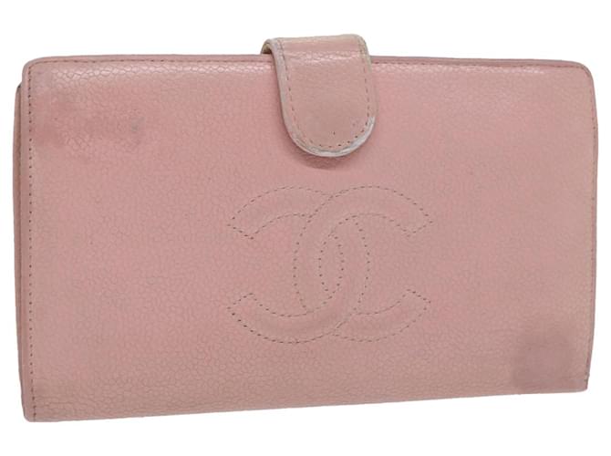 CHANEL Portefeuille Long Caviar Skin Rose CC Auth bs11186  ref.1255583