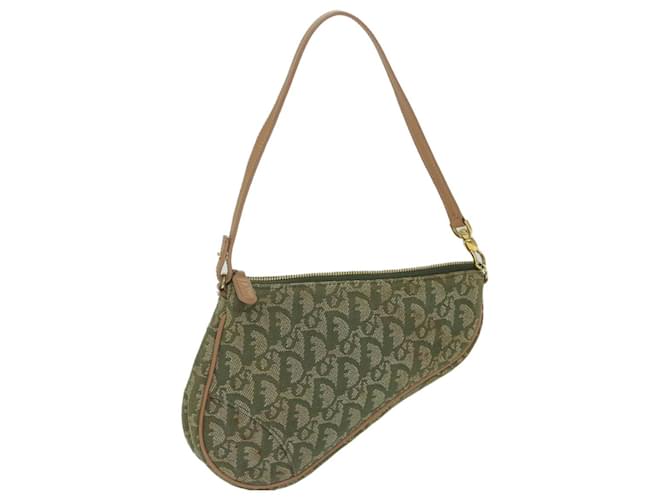 Christian Dior Trotter Canvas Saddle Pouch Accessory Pouch Green Auth hk994 Cloth  ref.1255589