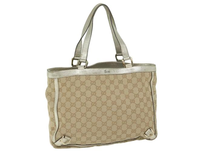 GUCCI GG Canvas Hand Bag Beige Gold Tone 170004 Auth ep2669  ref.1255611