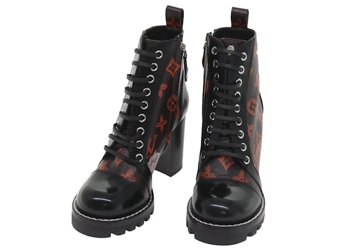 LOUIS VUITTON Catgram Star Trail Line Boots Shoes 35 Black LV Auth 58981A Cloth  ref.1255618