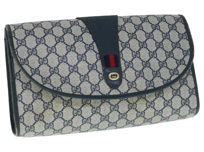 GUCCI GG Supreme Sherry Line Clutch Bag Navy Red 89 01 031 auth 62132 Navy blue  ref.1255650