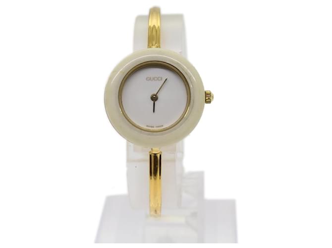 GUCCI Watches Gold Tone White Auth am5459 Metal  ref.1255674