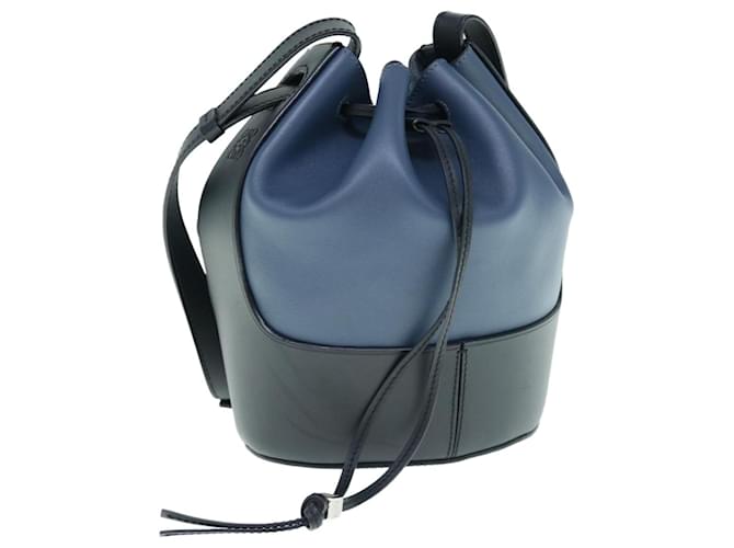 LOEWE Balloon Shoulder Bag Leather Black Navy Auth 62905A Navy blue  ref.1255710