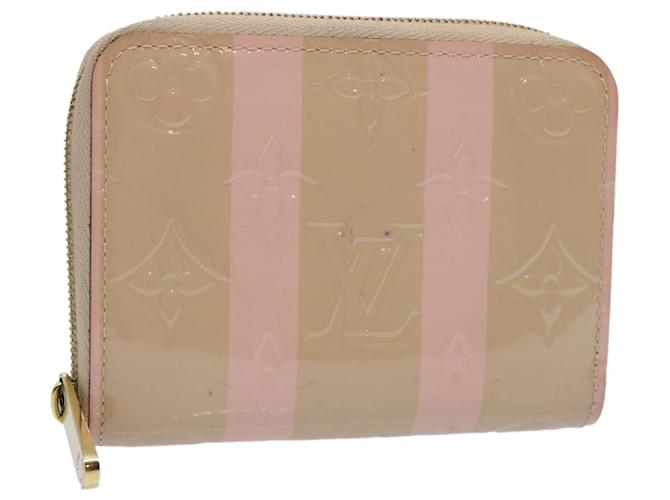 LOUIS VUITTON Vernis Rayure Zippy Coin Purse Pink Beige M58066 LV Auth 62555 Patent leather  ref.1255758