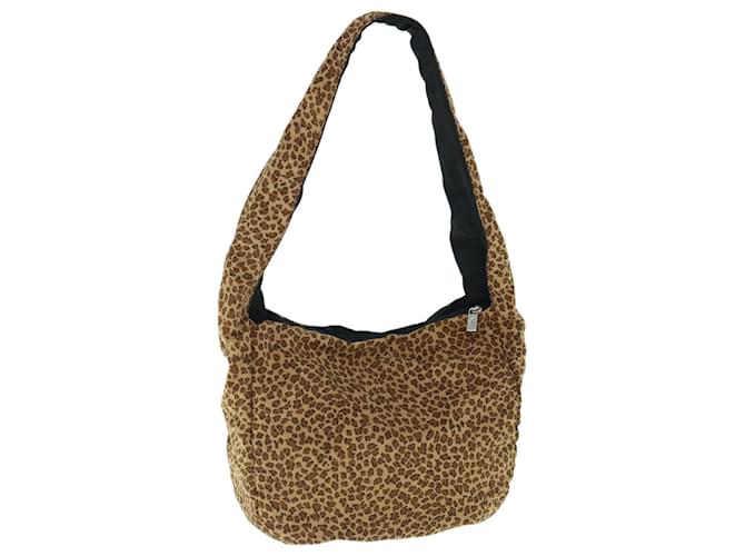 Autre Marque BOTTEGA VENETA Leopard Reversible Shoulder Bag Nylon Brown Black Auth ar11099  ref.1255762