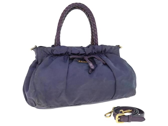 Prada Hand Bag Nylon 2way Purple Auth yb458  ref.1255772