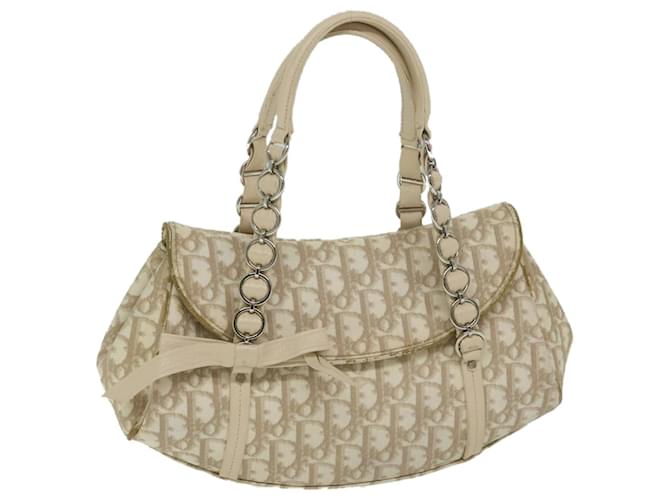 Christian Dior Trotter Romantic Hand Bag PVC Leather Beige Auth 63944  ref.1255864
