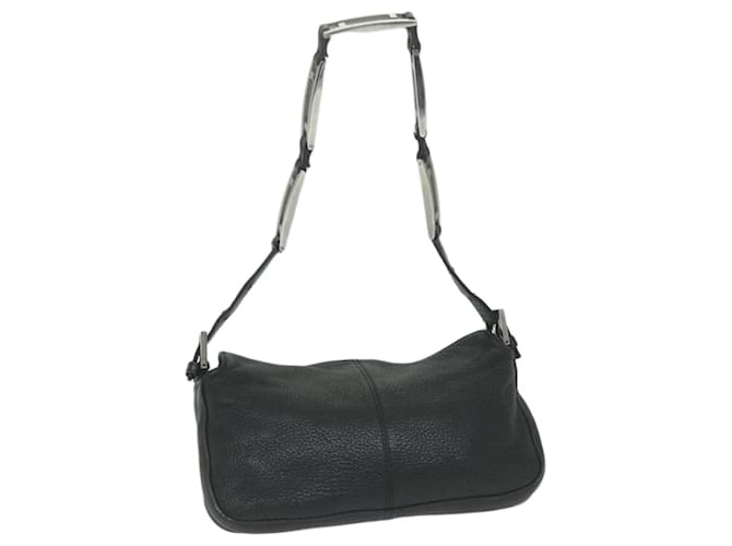 FENDI Chain Shoulder Bag Leather Black Auth bs11311  ref.1255876