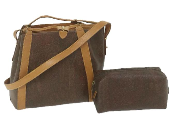 ETRO Pouch Shoulder Bag PVC 2Set Brown Red Auth am5330  ref.1255893