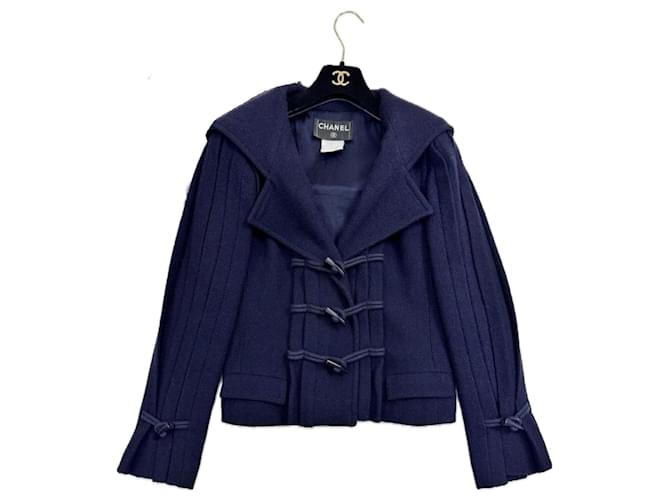 Chanel CC Closures Navy Duffle Jacket Navy blue Wool  ref.1255945