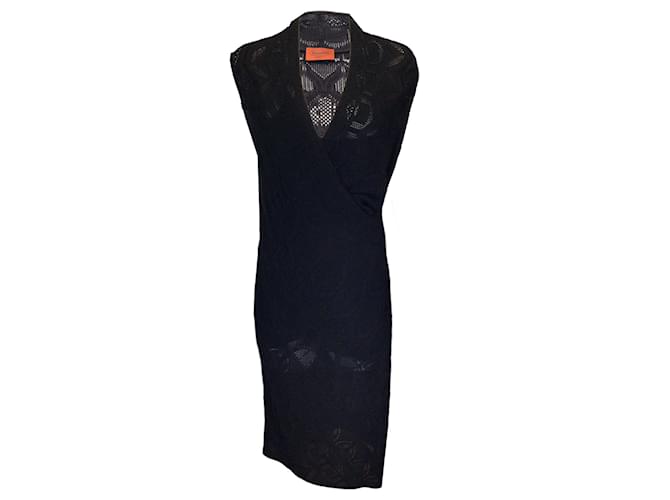 Autre Marque Missoni Black Sleeveless Silk Lined Knit Midi Dress Viscose  ref.1255972