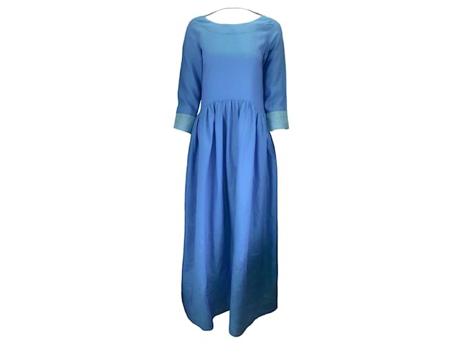 Autre Marque Kalita Blue Open Back Linen Maxi Dress  ref.1255974
