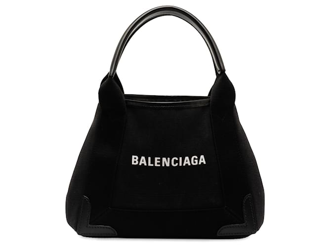 Black Balenciaga Canvas Navy Cabas XS Satchel Leather  ref.1256002