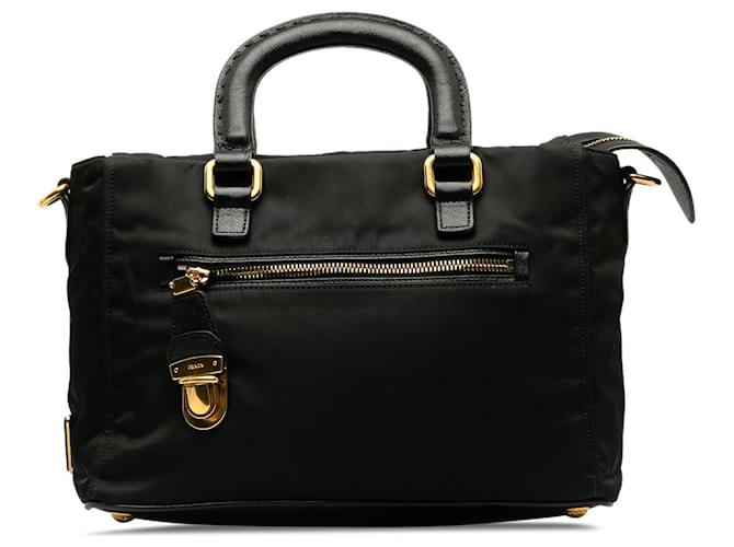 Bolso satchel Prada Tessuto negro Cuero  ref.1256007