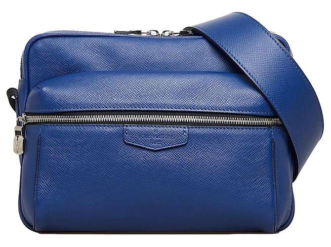 Bolsa Louis Vuitton Taiga Outdoor Messenger PM Azul Azul Couro  ref.1256032