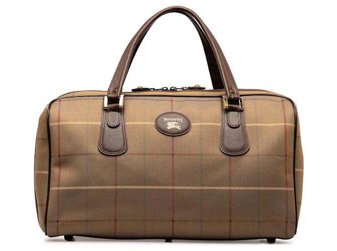 Brown Burberry Vintage Check Boston Bag Leather  ref.1256036