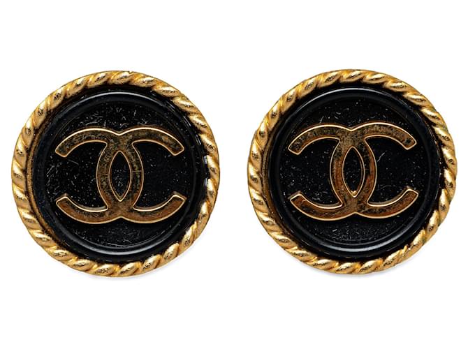 Gold Chanel CC Clip On Earrings Golden Gold-plated  ref.1256041