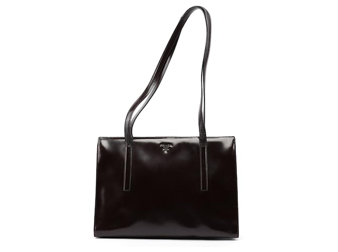 PRADA Totes patent leather Brown re-edition 1995  ref.1256062